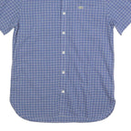 LACOSTE Mens Blue Check Shirt S Cotton Short Sleeve Casual Lightweight