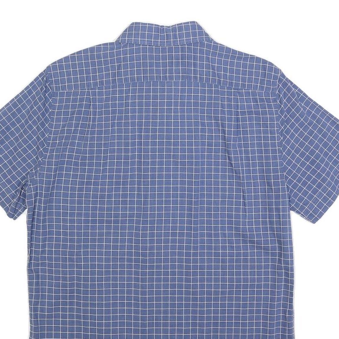 LACOSTE Mens Blue Check Shirt S Cotton Short Sleeve Casual Lightweight