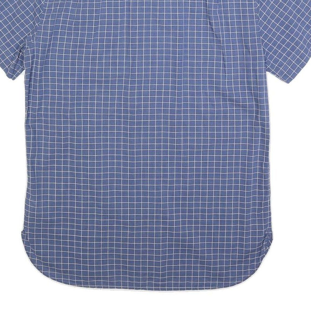 LACOSTE Mens Blue Check Shirt S Cotton Short Sleeve Casual Lightweight