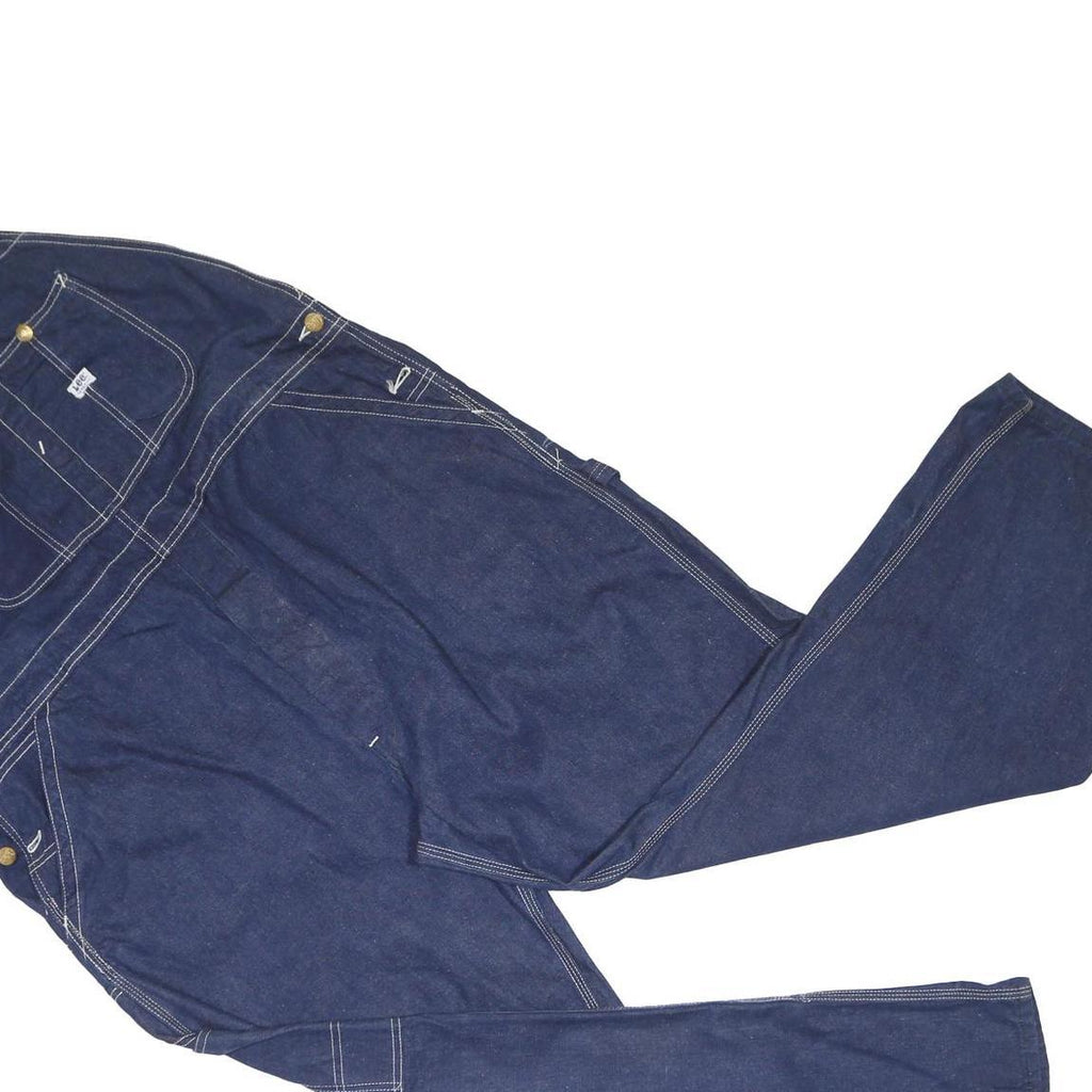 LEE Mens Blue Denim Playsuit Plain Sleeveless Round Neck Straight Leg L Workwear