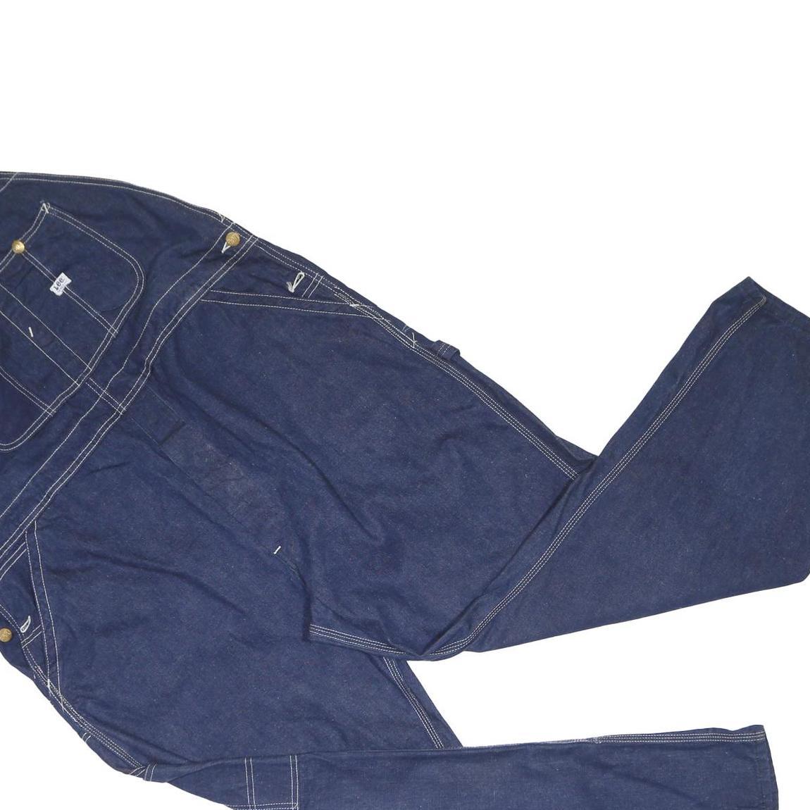 LEE Mens Blue Denim Playsuit Plain Sleeveless Round Neck Straight Leg L Workwear