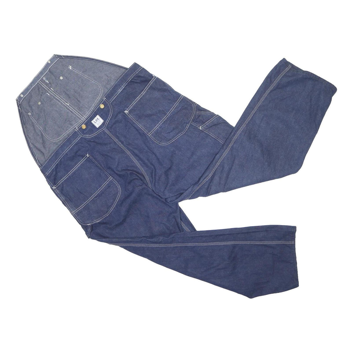 LEE Mens Blue Denim Playsuit Plain Sleeveless Round Neck Straight Leg L Workwear
