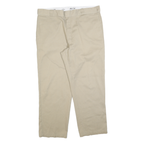 DICKIES Mens Cotton Blend Beige Regular Straight Trousers W40 L30 Workwear Zip