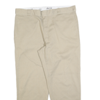 DICKIES Mens Cotton Blend Beige Regular Straight Trousers W40 L30 Workwear Zip