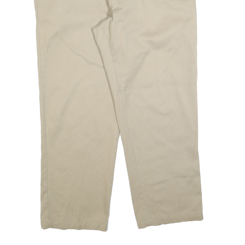 DICKIES Mens Cotton Blend Beige Regular Straight Trousers W40 L30 Workwear Zip