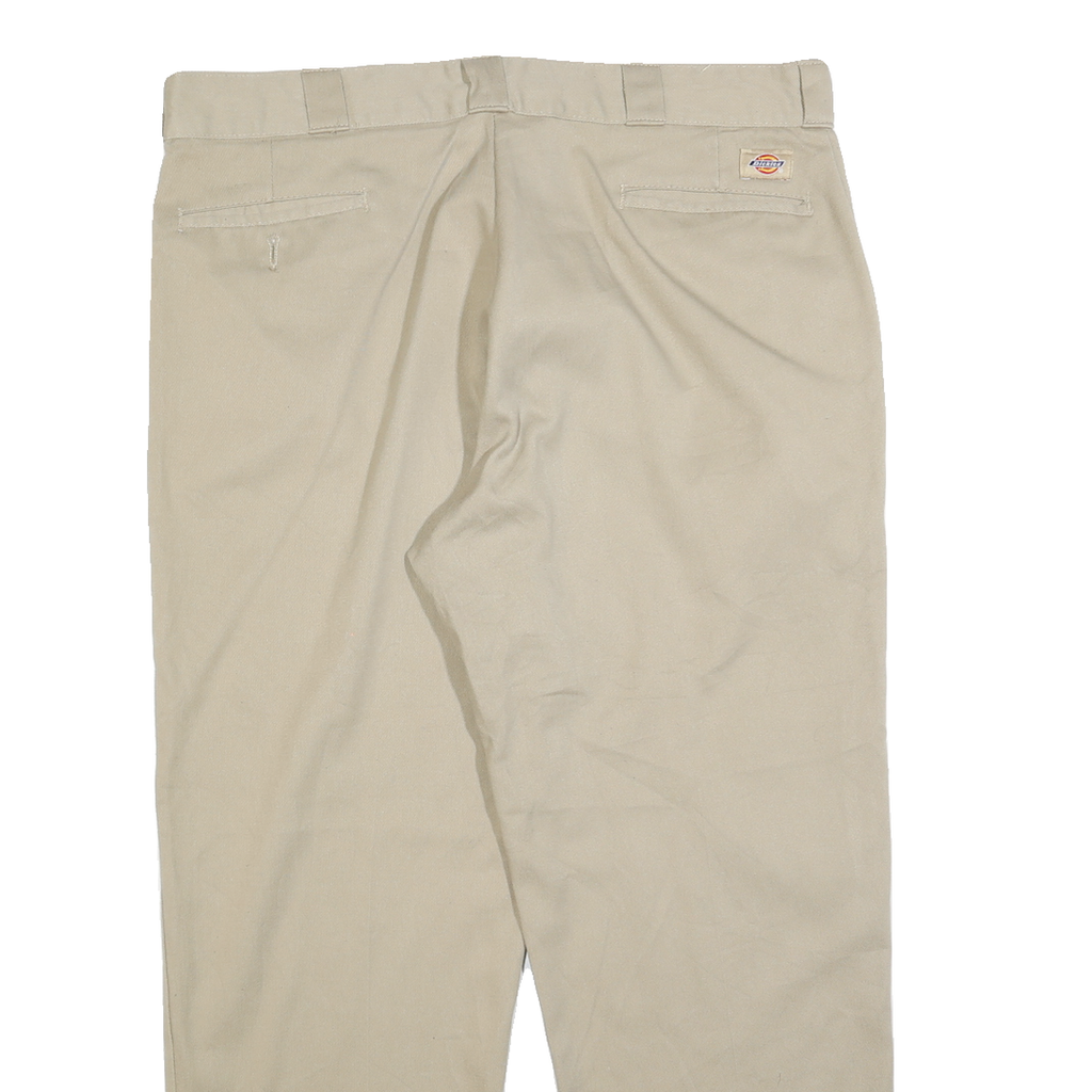 DICKIES Mens Cotton Blend Beige Regular Straight Trousers W40 L30 Workwear Zip