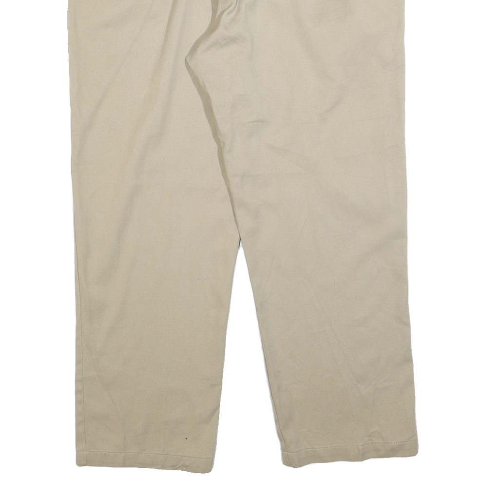 DICKIES Mens Cotton Blend Beige Regular Straight Trousers W40 L30 Workwear Zip