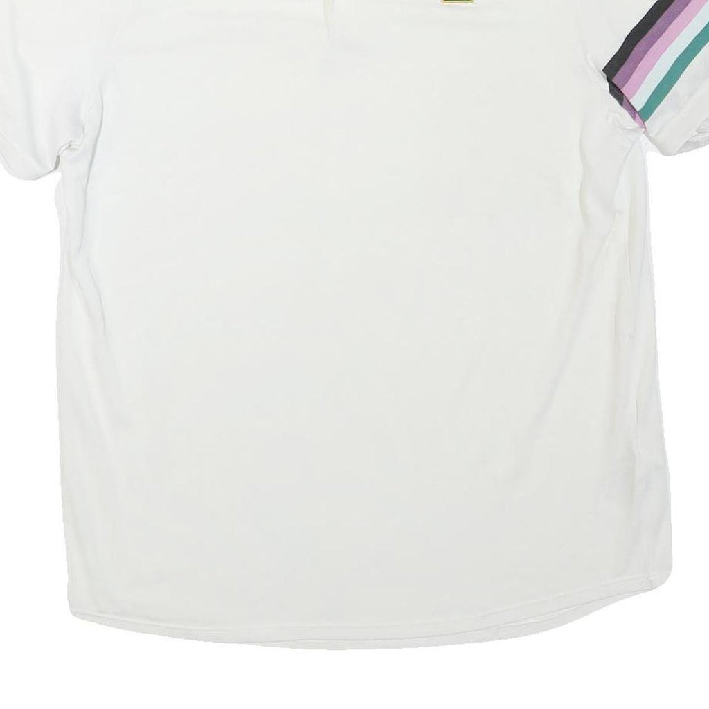 NIKE Mens White Striped Short Sleeve Polo Shirt L Sportswear