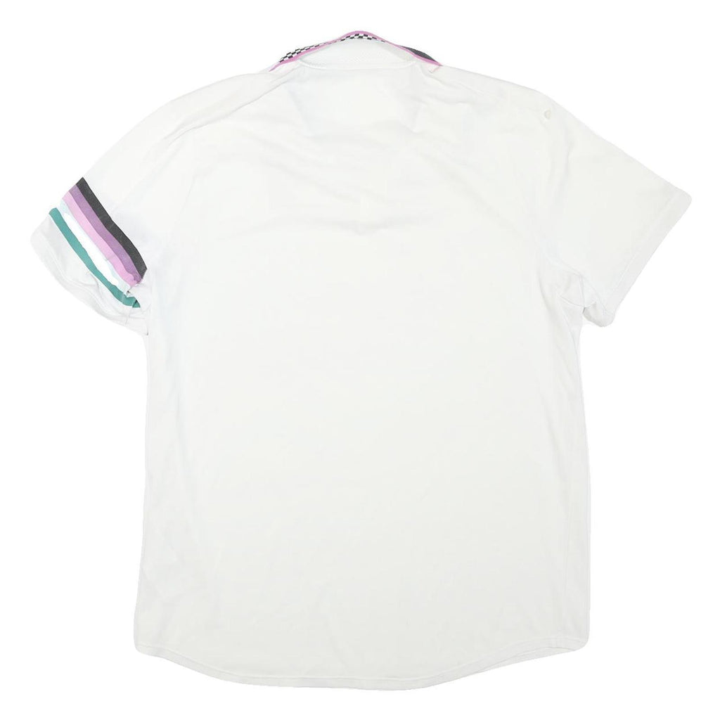 NIKE Mens White Striped Short Sleeve Polo Shirt L Sportswear