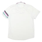 NIKE Mens White Striped Short Sleeve Polo Shirt L Sportswear