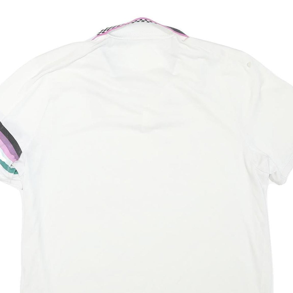 NIKE Mens White Striped Short Sleeve Polo Shirt L Sportswear