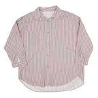 ZARA Womens Pink & White Striped Shirt Long Sleeve Collared M Cotton Blend