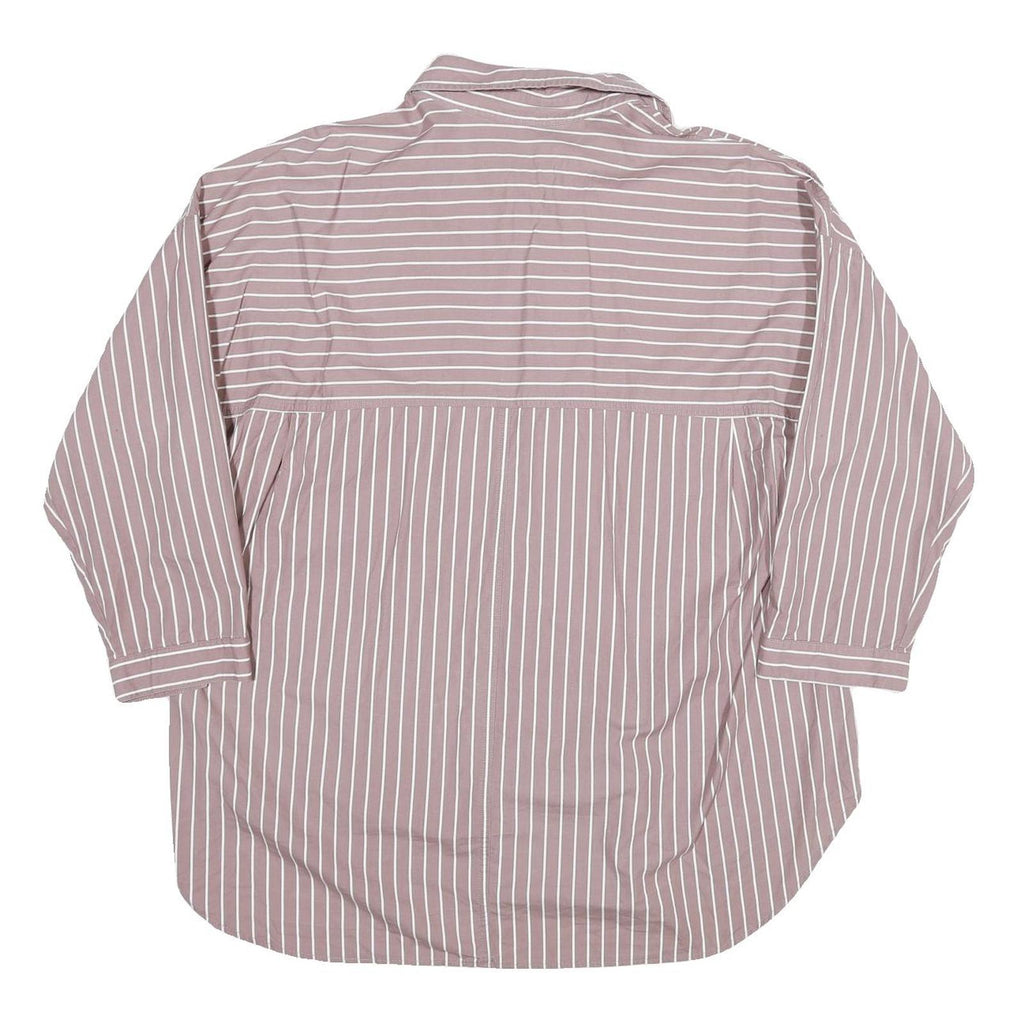ZARA Womens Pink & White Striped Shirt Long Sleeve Collared M Cotton Blend