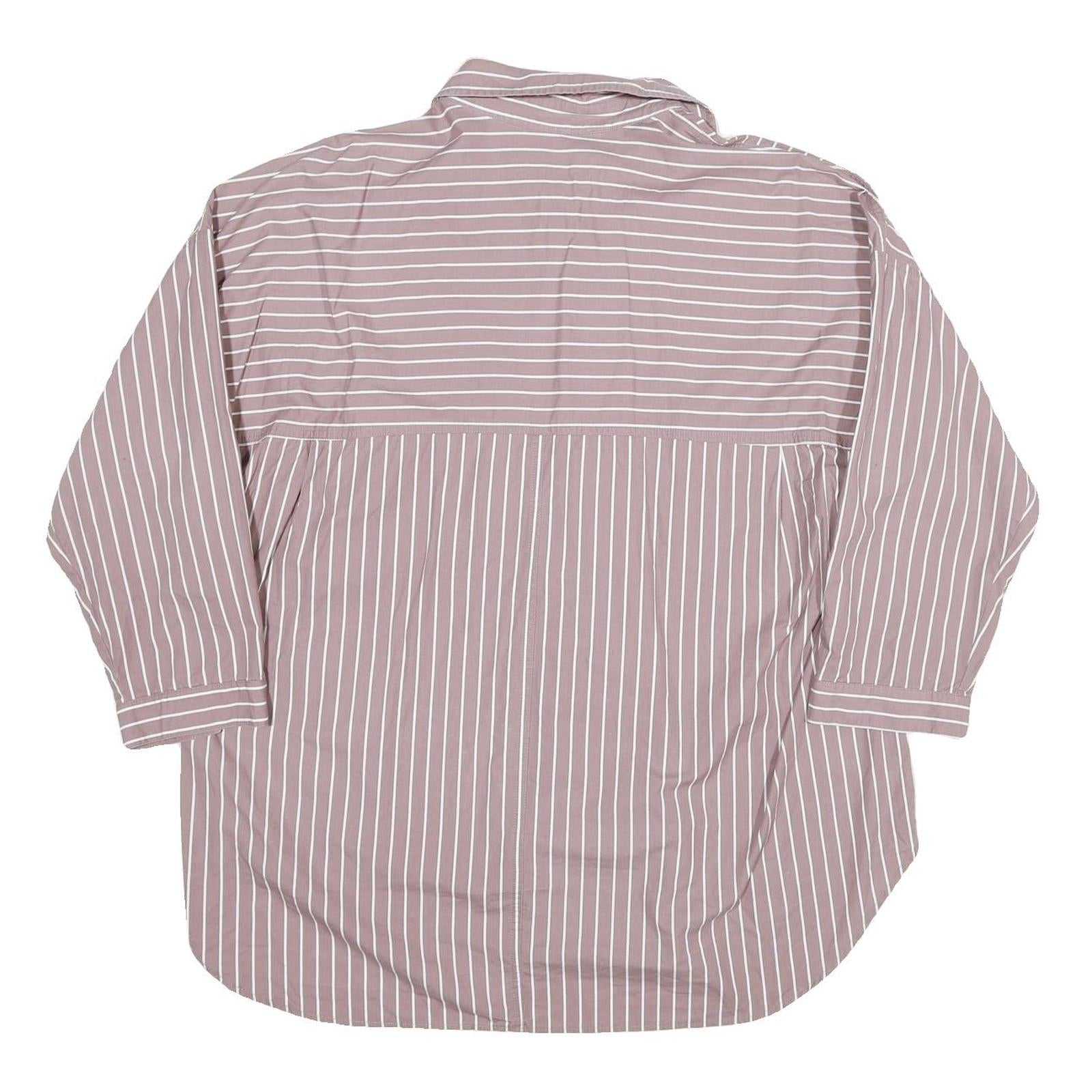 ZARA Womens Pink & White Striped Shirt Long Sleeve Collared M Cotton Blend