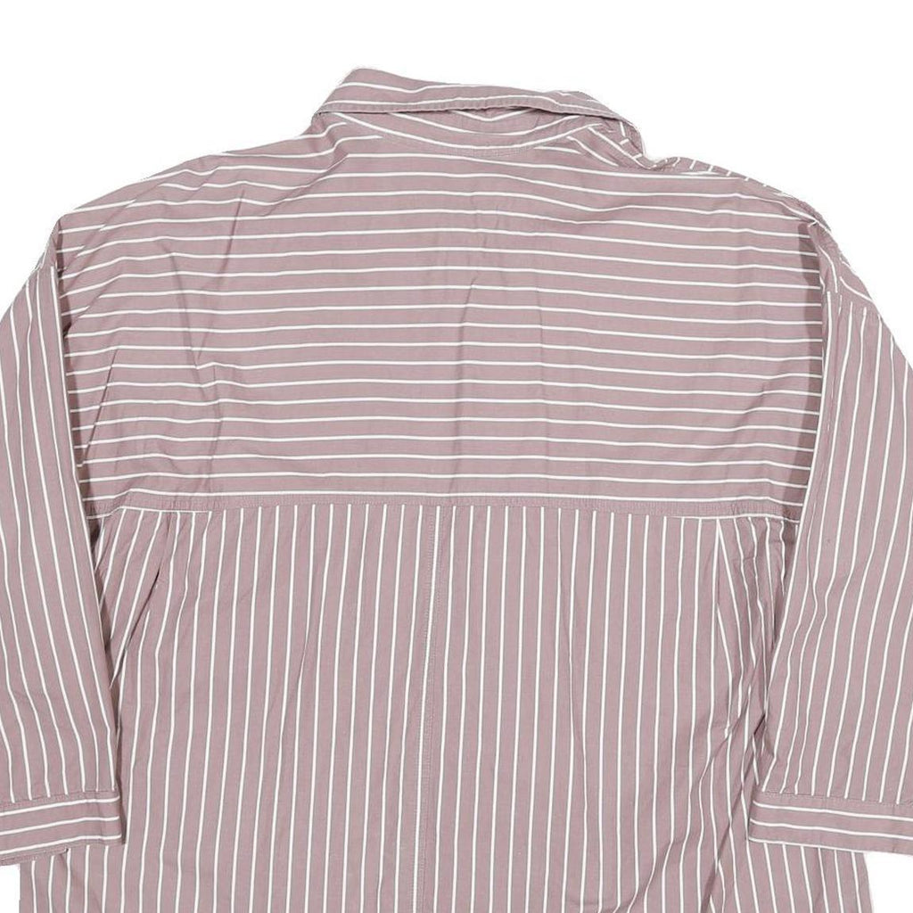 ZARA Womens Pink & White Striped Shirt Long Sleeve Collared M Cotton Blend