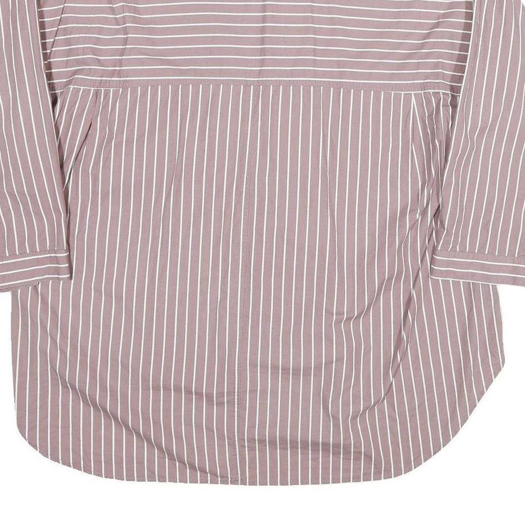 ZARA Womens Pink & White Striped Shirt Long Sleeve Collared M Cotton Blend