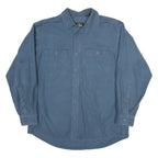 REDHEAD Mens Blue Plain Casual Shirt L Cotton Blend Long Sleeve Button Closure