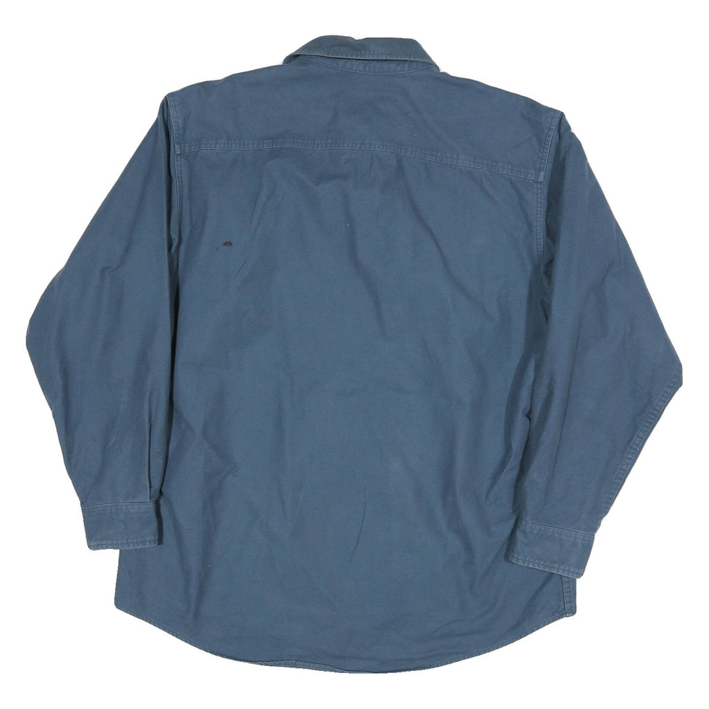 REDHEAD Mens Blue Plain Casual Shirt L Cotton Blend Long Sleeve Button Closure