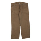 DICKIES Mens Jeans Brown Regular Straight Denim Raw W40 L30 Zip Workwear