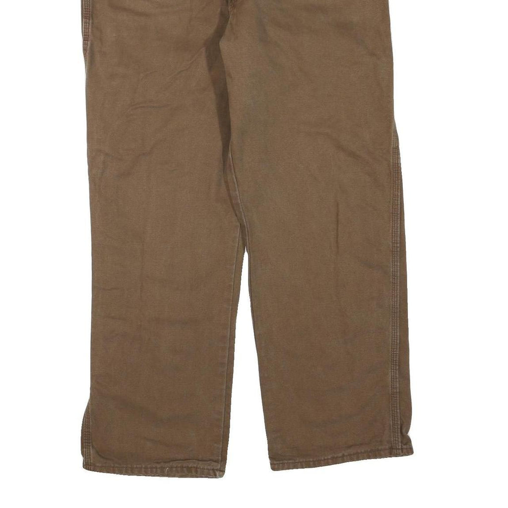 DICKIES Mens Jeans Brown Regular Straight Denim Raw W40 L30 Zip Workwear