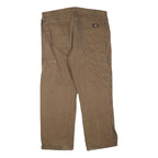 DICKIES Mens Jeans Brown Regular Straight Denim Raw W40 L30 Zip Workwear