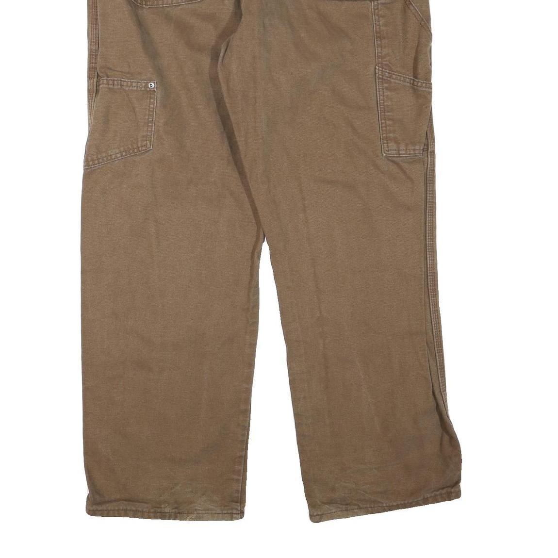 DICKIES Mens Jeans Brown Regular Straight Denim Raw W40 L30 Zip Workwear