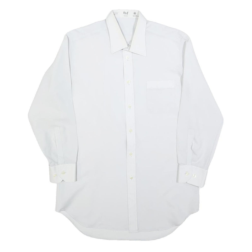 KAUF Mens White Shirt S Classic Formal Button-Up Long Sleeve Polyester