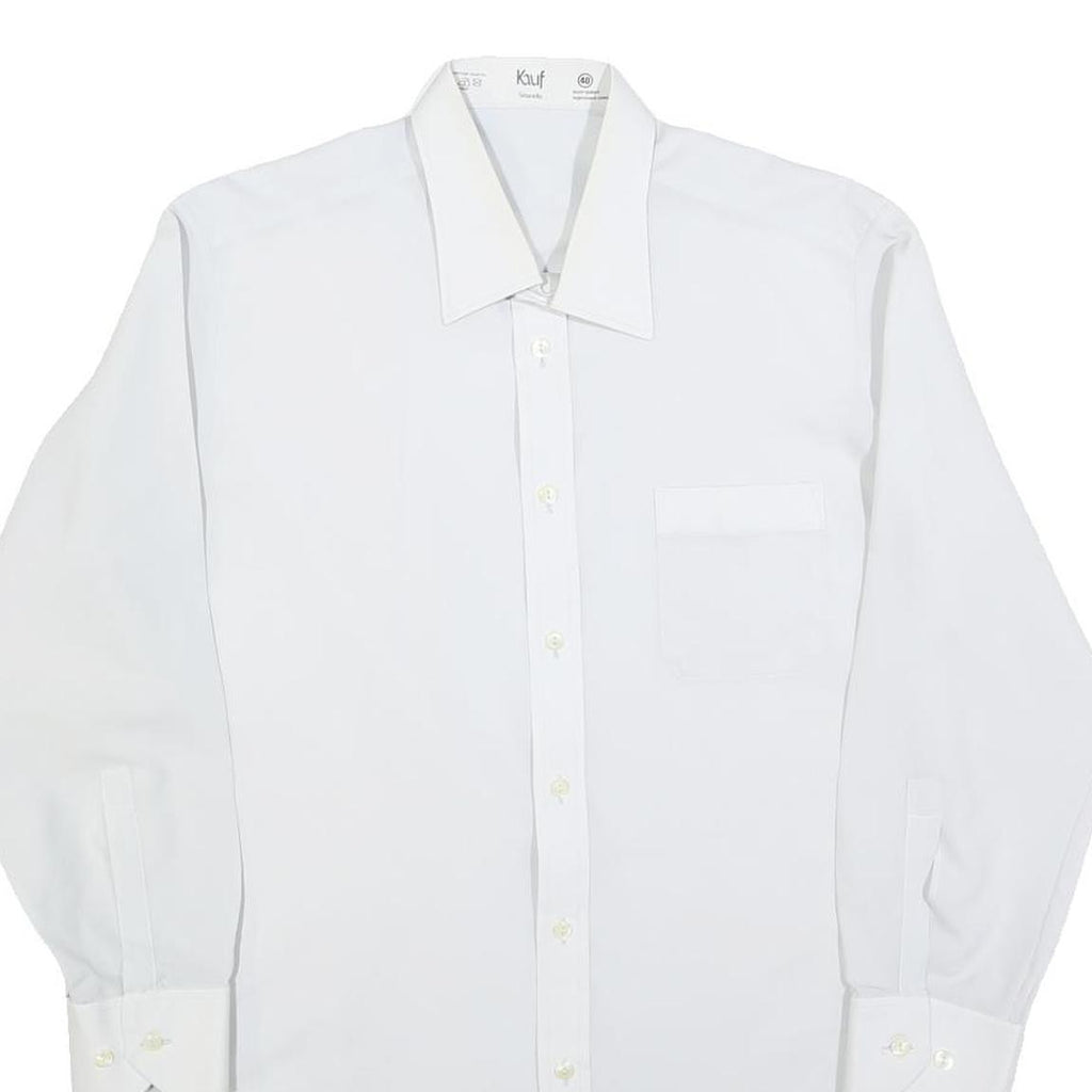 KAUF Mens White Shirt S Classic Formal Button-Up Long Sleeve Polyester
