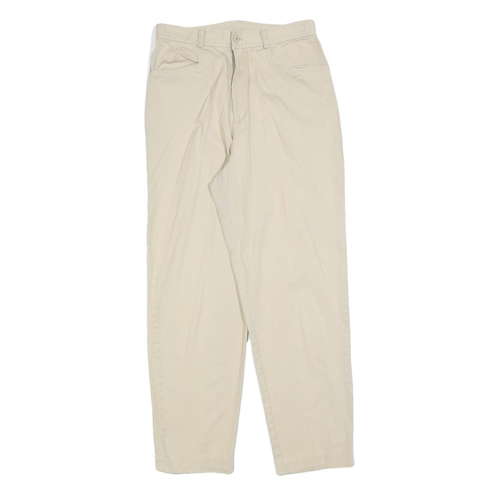 SAMANTHA Womens Cotton Blend Beige Regular Fit Trousers W28 L28 Zip Casual