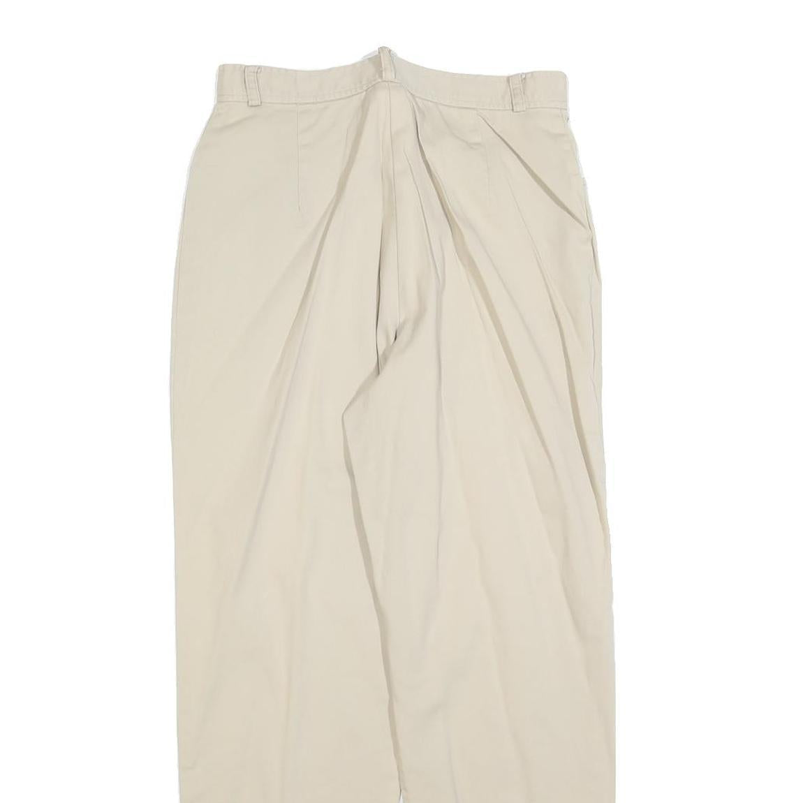 SAMANTHA Womens Cotton Blend Beige Regular Fit Trousers W28 L28 Zip Casual