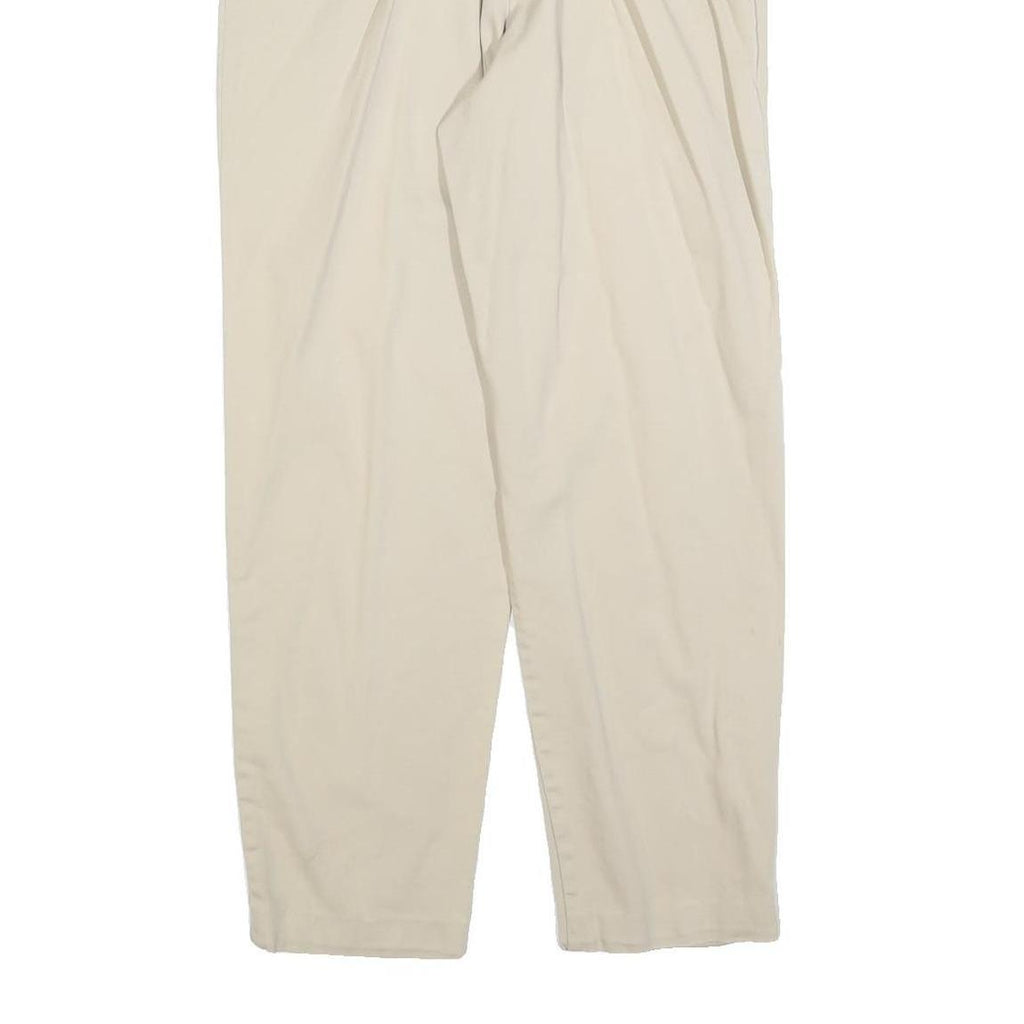 SAMANTHA Womens Cotton Blend Beige Regular Fit Trousers W28 L28 Zip Casual