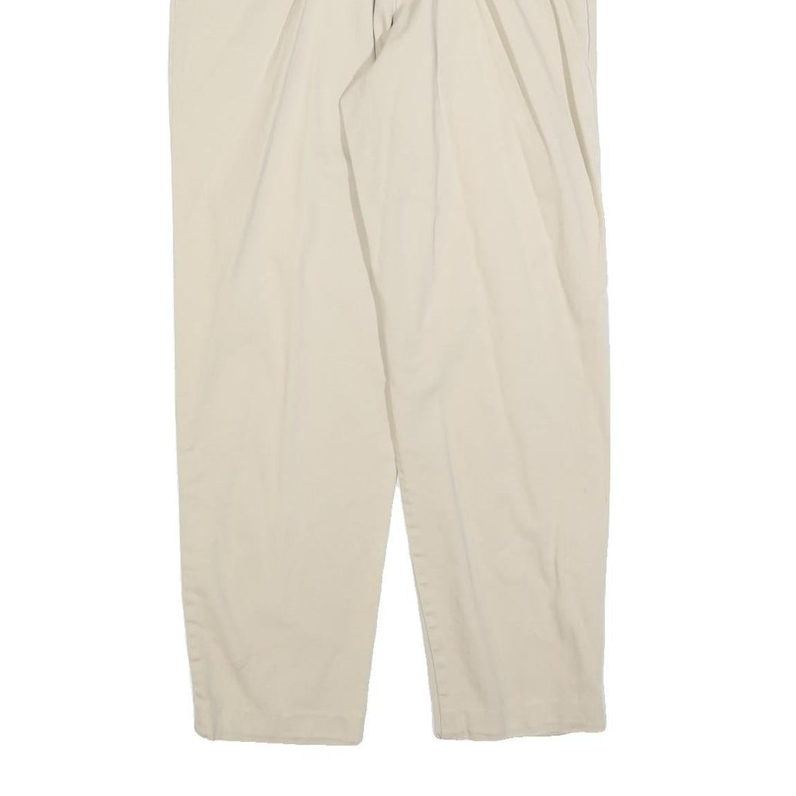 SAMANTHA Womens Cotton Blend Beige Regular Fit Trousers W28 L28 Zip Casual