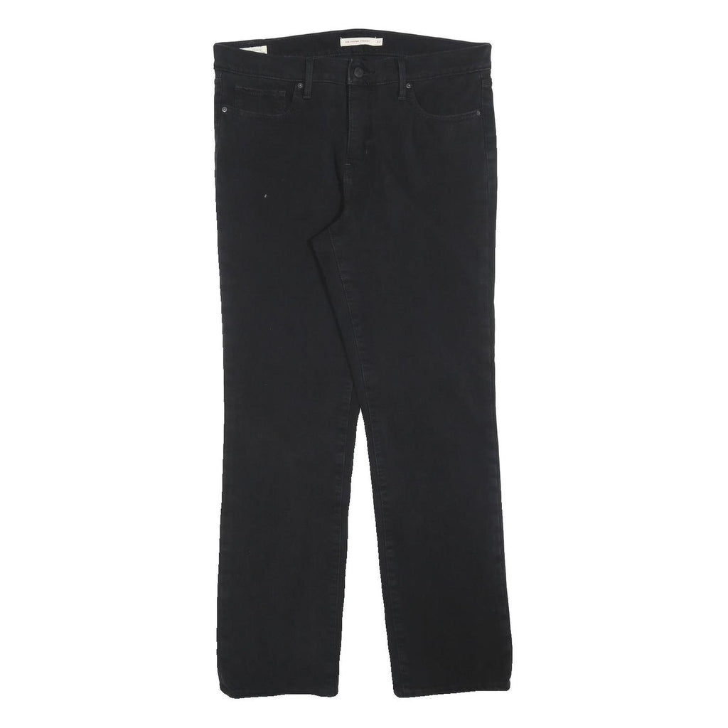 LEVI'S Womens Cotton Blend Black Regular Straight Trousers W32 L30 Classic Zip