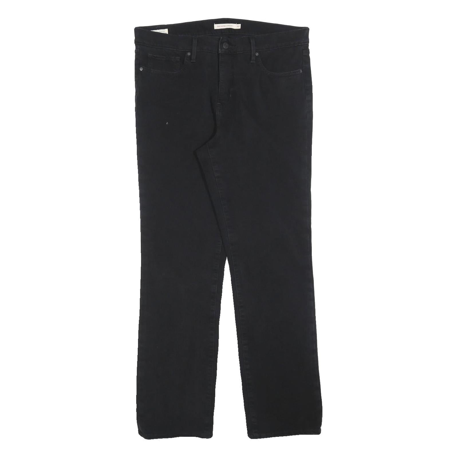 LEVI'S Womens Cotton Blend Black Regular Straight Trousers W32 L30 Classic Zip