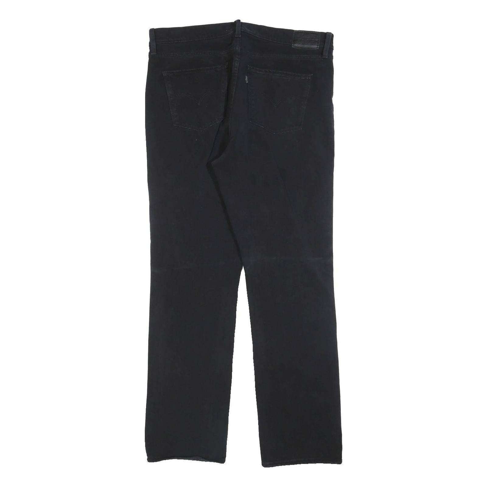 LEVI'S Womens Cotton Blend Black Regular Straight Trousers W32 L30 Classic Zip