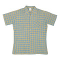 ACKERMANN Mens Beige & Blue Checked Short Sleeve Shirt M Cotton Blend Casual