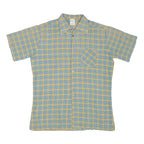 ACKERMANN Mens Beige & Blue Checked Short Sleeve Shirt M Cotton Blend Casual