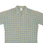 ACKERMANN Mens Beige & Blue Checked Short Sleeve Shirt M Cotton Blend Casual