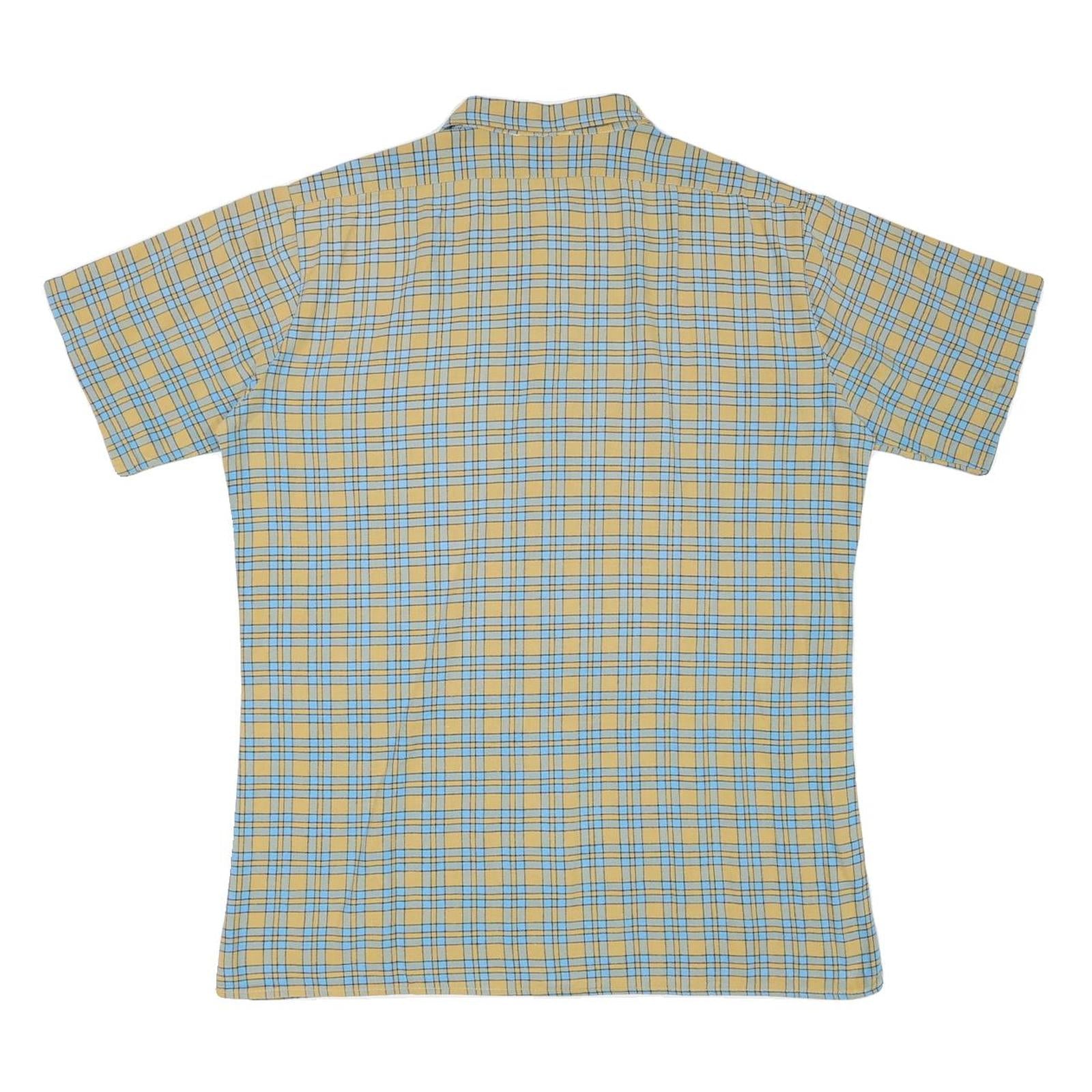 ACKERMANN Mens Beige & Blue Checked Short Sleeve Shirt M Cotton Blend Casual