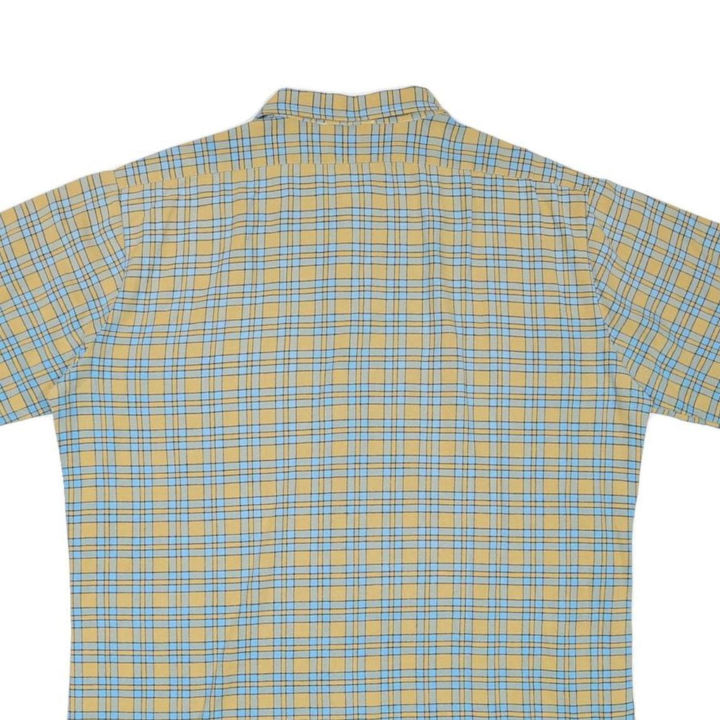 ACKERMANN Mens Beige & Blue Checked Short Sleeve Shirt M Cotton Blend Casual