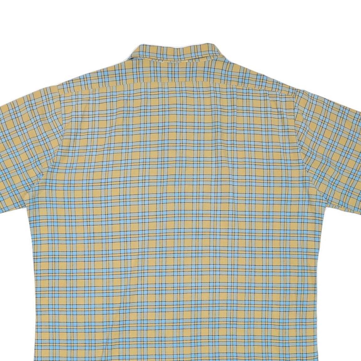 ACKERMANN Mens Beige & Blue Checked Short Sleeve Shirt M Cotton Blend Casual