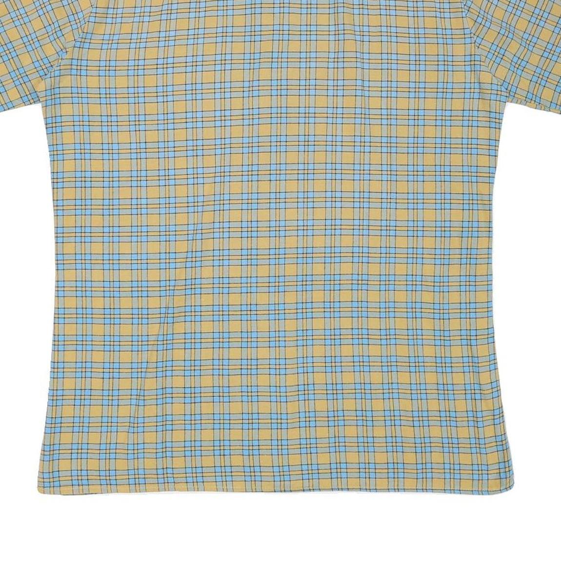 ACKERMANN Mens Beige & Blue Checked Short Sleeve Shirt M Cotton Blend Casual