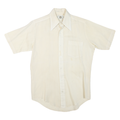 Mens White Polyester Blend Short Sleeve Shirt S Classic Collar Chest Pocket