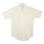 Mens White Polyester Blend Short Sleeve Shirt S Classic Collar Chest Pocket
