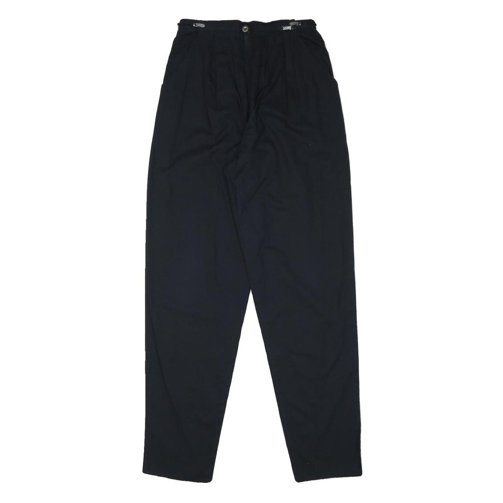 HAUSER Womens Cotton Blend Black Relaxed Tapered Trousers W26 L31 Toggle Closure