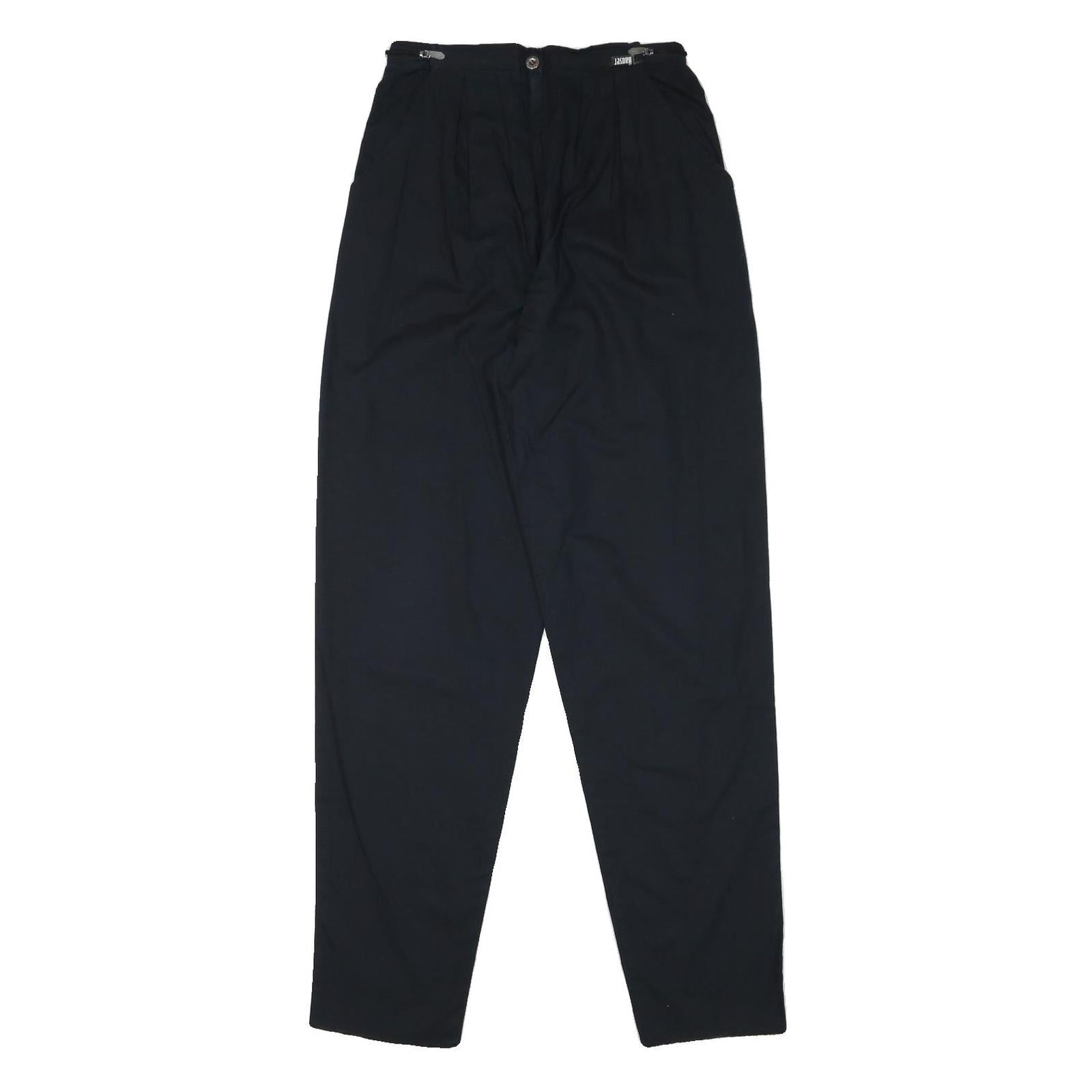 HAUSER Womens Cotton Blend Black Relaxed Tapered Trousers W26 L31 Toggle Closure