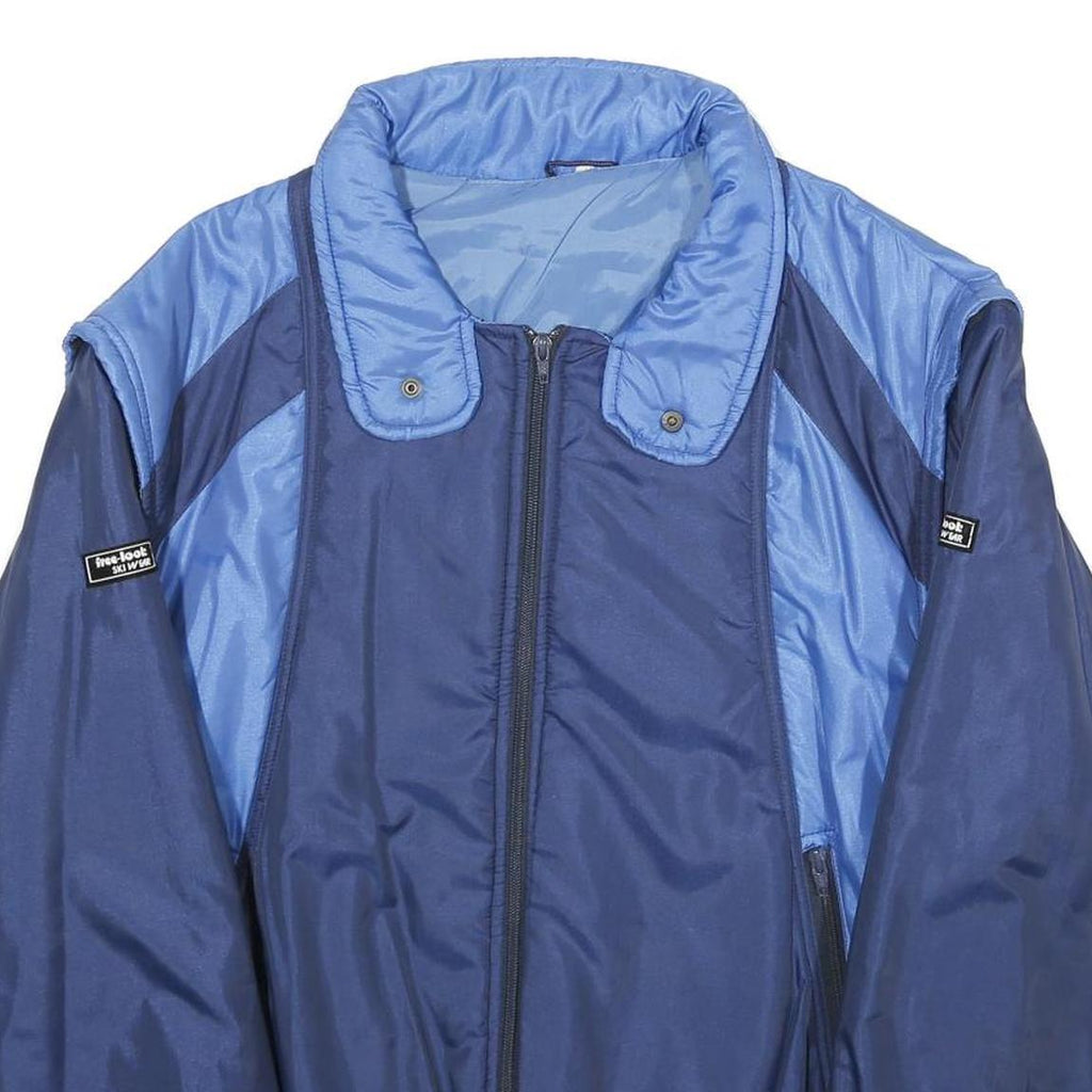 FREE LOOK Mens Blue Navy & Light Blue Casual Jacket M Nylon Zip Plain