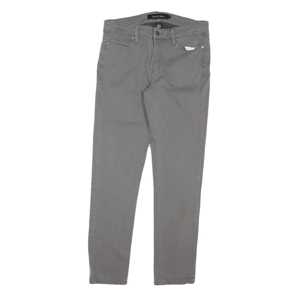 CALVIN KLEIN JEANS Womens Grey Regular Fit Straight Denim W30 L28 Zip Cotton