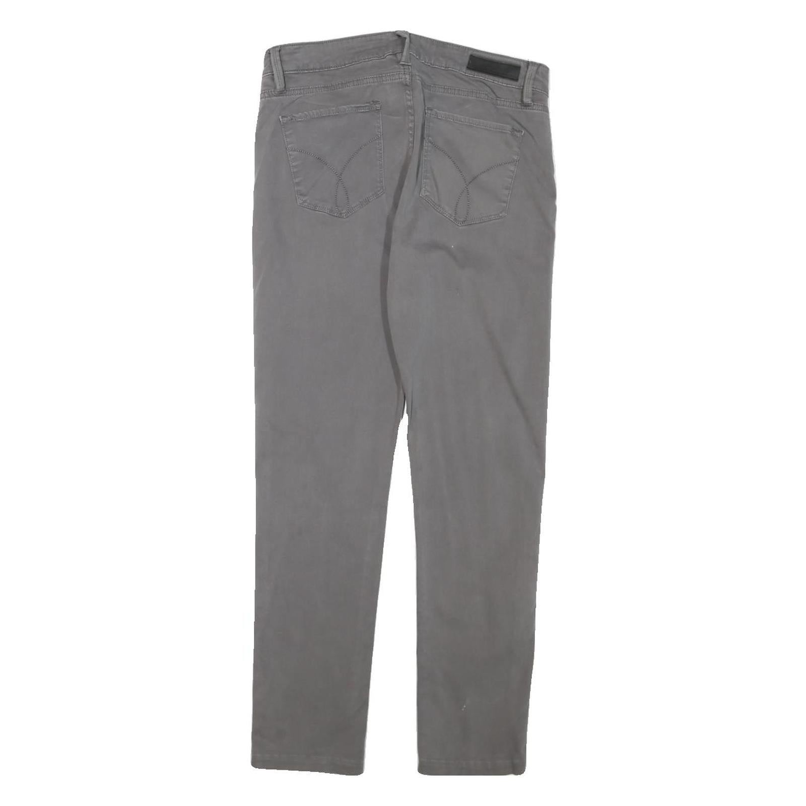 CALVIN KLEIN JEANS Womens Grey Regular Fit Straight Denim W30 L28 Zip Cotton