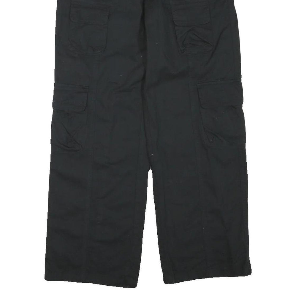 Womens Black Regular Fit Cargo Trousers Cotton Blend Zip W28 L28 Casual Workwear